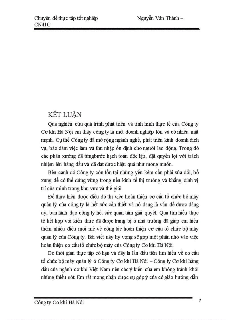 image for page Một số giải pháp nhằm hoàn thiện cơ cấu tổ chức bộ máy quản lý của Công ty Cơ khí Hà Nội 1