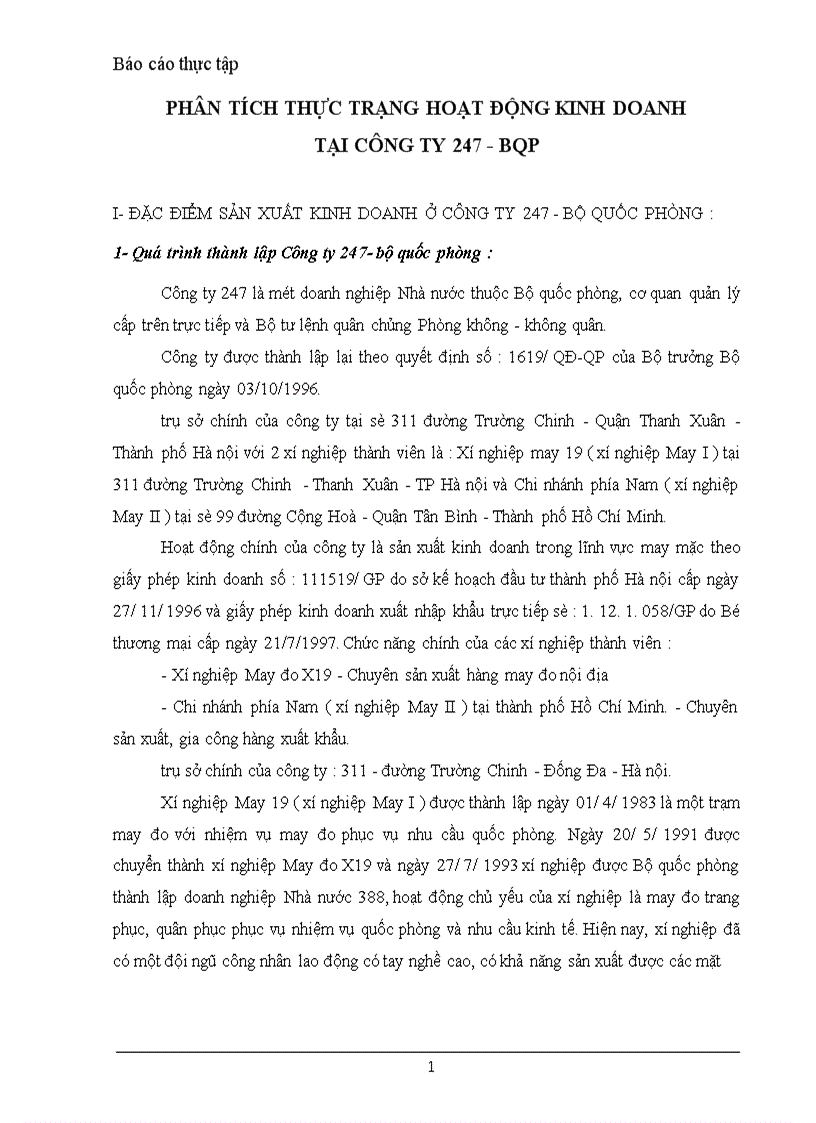 phân tích thực trạng hoạt động kinh doanh tại công ty 247 bqp