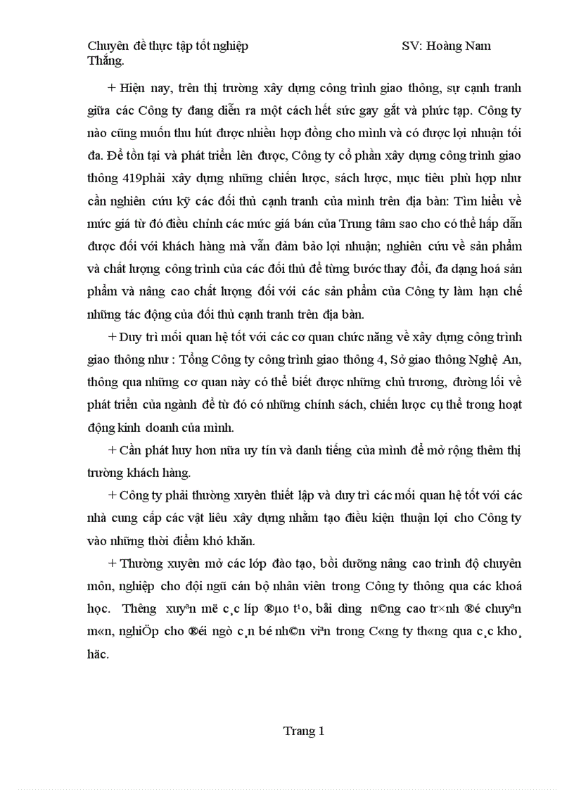 image for page Chiến lược kinh doanh của Công ty cổ phần xây dựng công trình giao thông 419