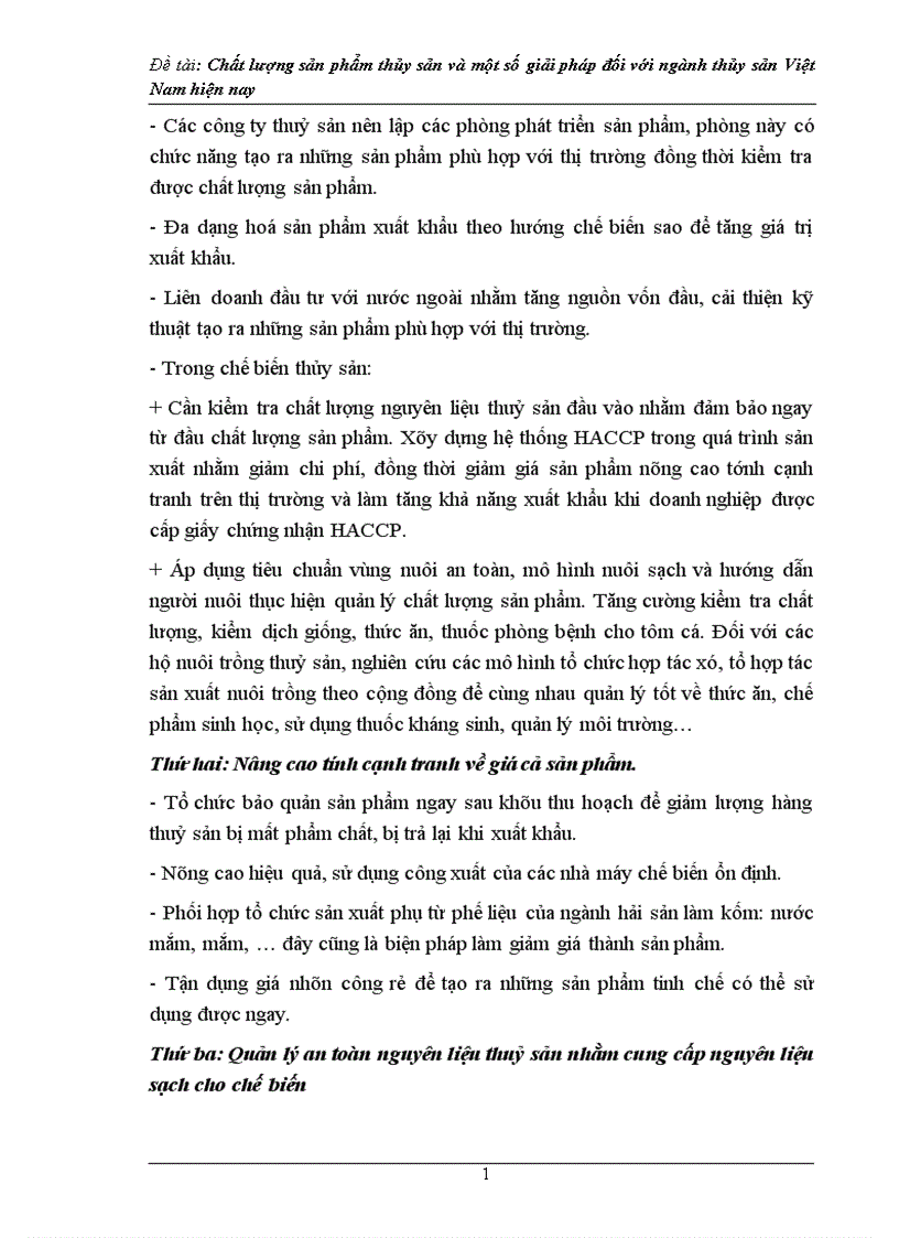image for page Chất lượng sản phẩm thủy sản và một số giải pháp đối với ngành thủy sản Việt Nam hiện nay