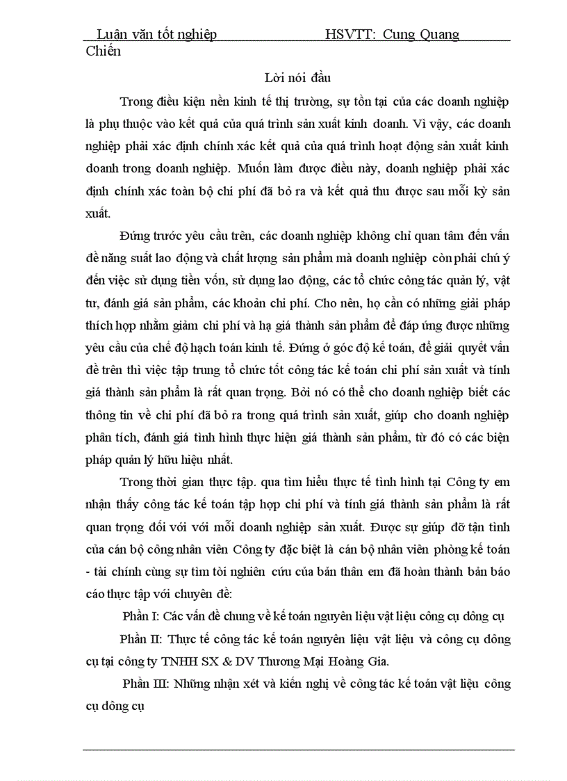 image for page Thực tế công tác kế toán nguyên liệu vật liệu và công cụ dụng cụ tại công ty TNHH SX DV Thương Mại Hoàng Gia