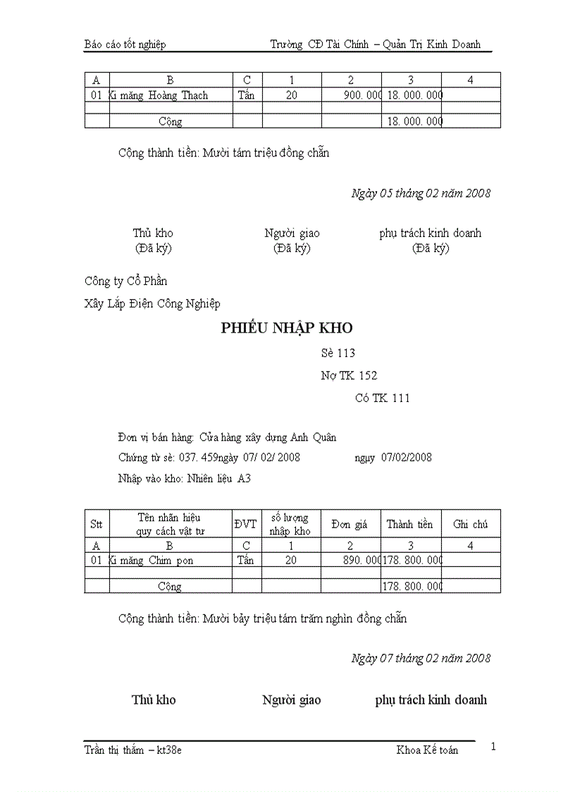 image for page Kế toán Nguyên vật liệu Công cụ dụng cụ Tại Công ty Cổ Phần Xây Lắp Điện Công Nghiệp 1
