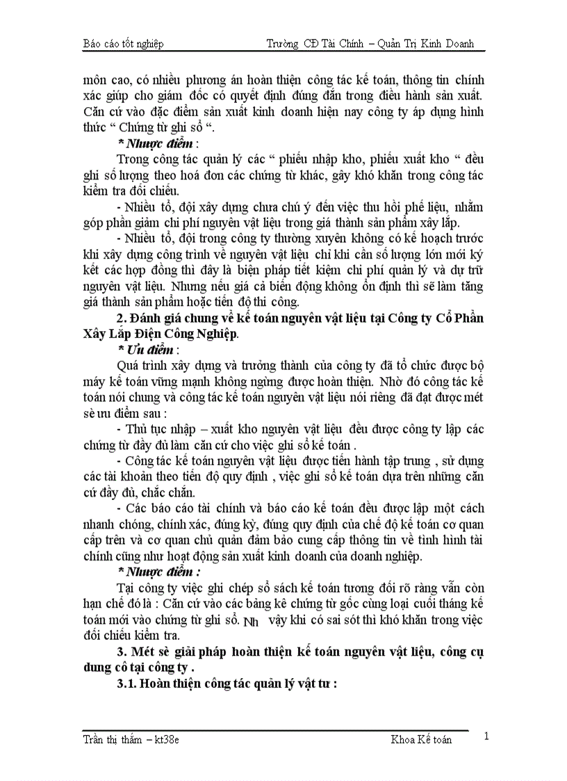 image for page Kế toán Nguyên vật liệu Công cụ dụng cụ Tại Công ty Cổ Phần Xây Lắp Điện Công Nghiệp 1