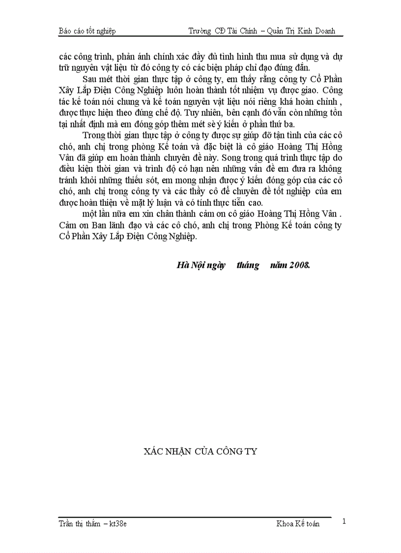 image for page Kế toán Nguyên vật liệu Công cụ dụng cụ Tại Công ty Cổ Phần Xây Lắp Điện Công Nghiệp 1