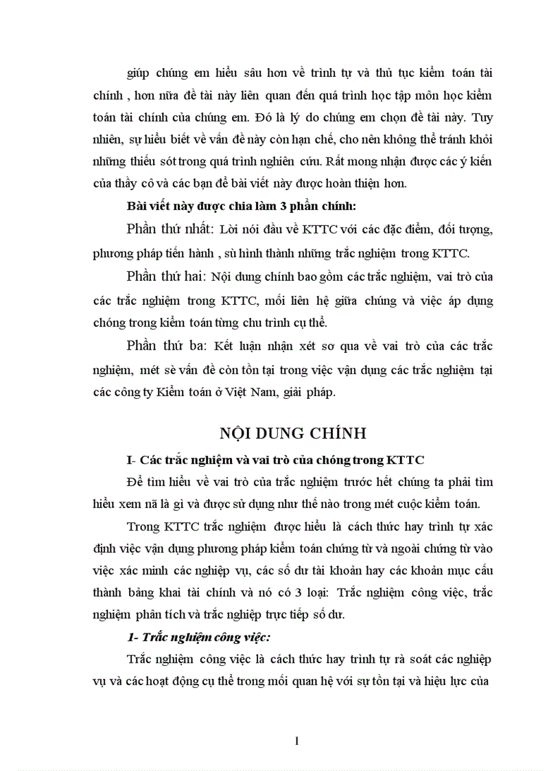 image for page Các trắc nghiệm và vai trò của nó trong kiểm toán các chu trình của kiểm toán tài chính