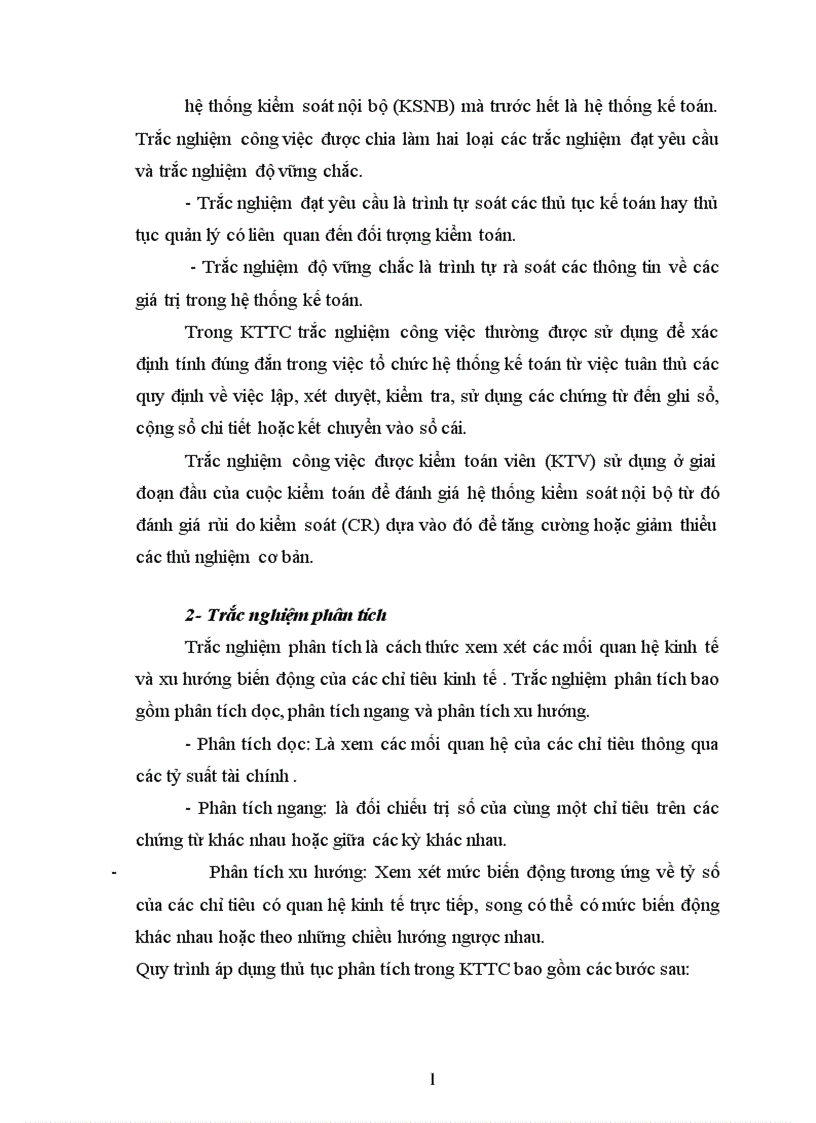 image for page Các trắc nghiệm và vai trò của nó trong kiểm toán các chu trình của kiểm toán tài chính