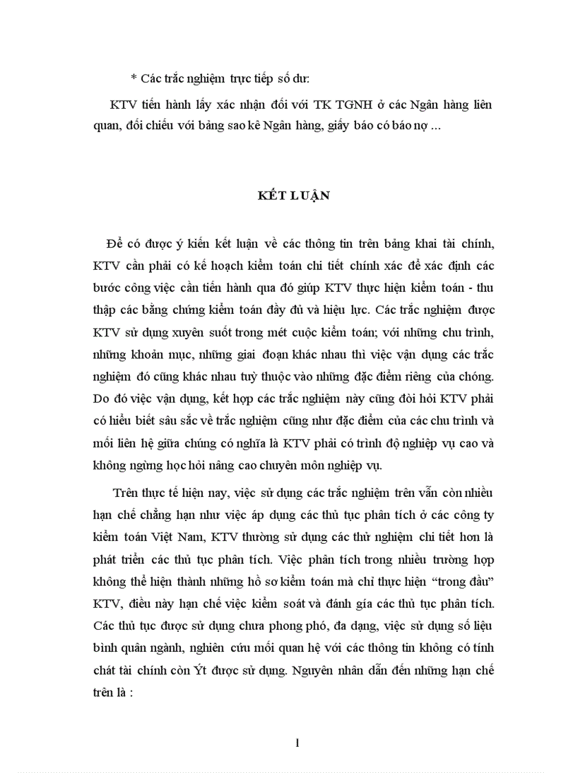 image for page Các trắc nghiệm và vai trò của nó trong kiểm toán các chu trình của kiểm toán tài chính