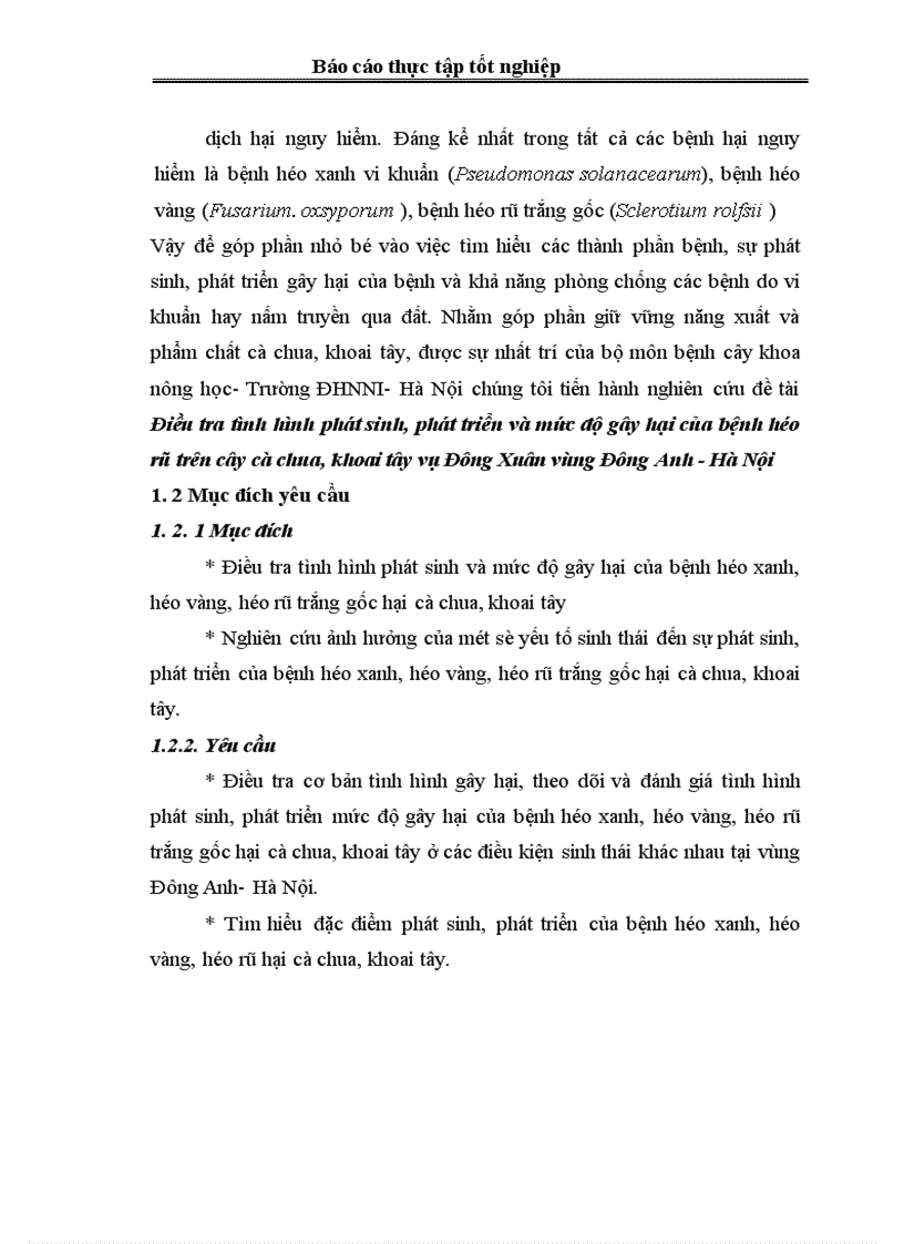 image for page Điều tra tình hình phát sinh phát triển và mức độ gây hại của bệnh héo rũ trên cây cà chua khoai tây vụ Đông Xuân vùng Đông Anh Hà Nội 1