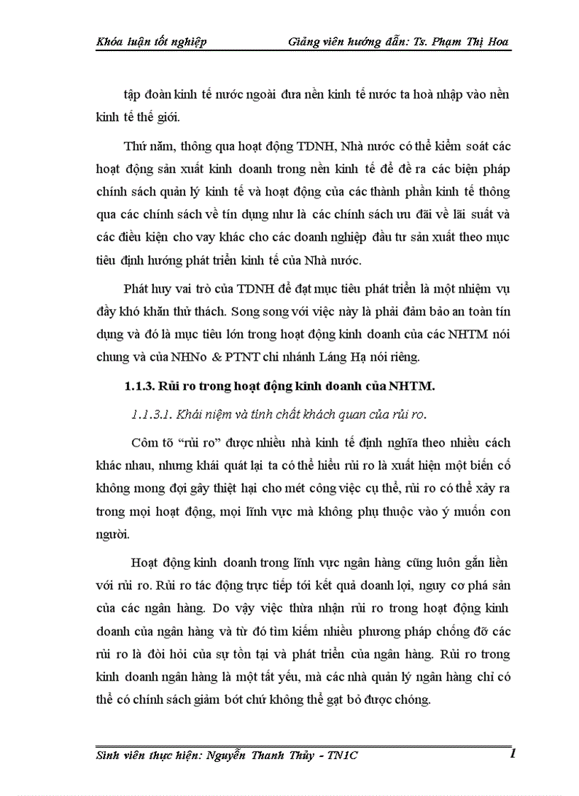 image for page Một số giải pháp phòng ngừa và hạn chế rủi ro tín dụng tại Chi nhánh Ngân hàng nông nghiệp và phát triển nông thôn Láng Hạ 1