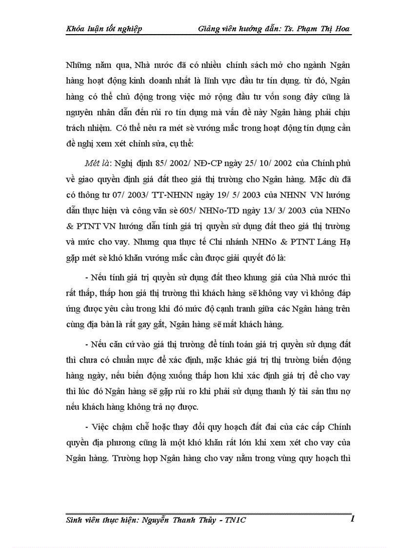 image for page Một số giải pháp phòng ngừa và hạn chế rủi ro tín dụng tại Chi nhánh Ngân hàng nông nghiệp và phát triển nông thôn Láng Hạ 1