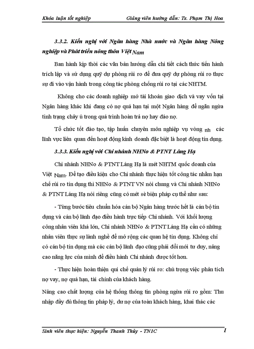 image for page Một số giải pháp phòng ngừa và hạn chế rủi ro tín dụng tại Chi nhánh Ngân hàng nông nghiệp và phát triển nông thôn Láng Hạ 1