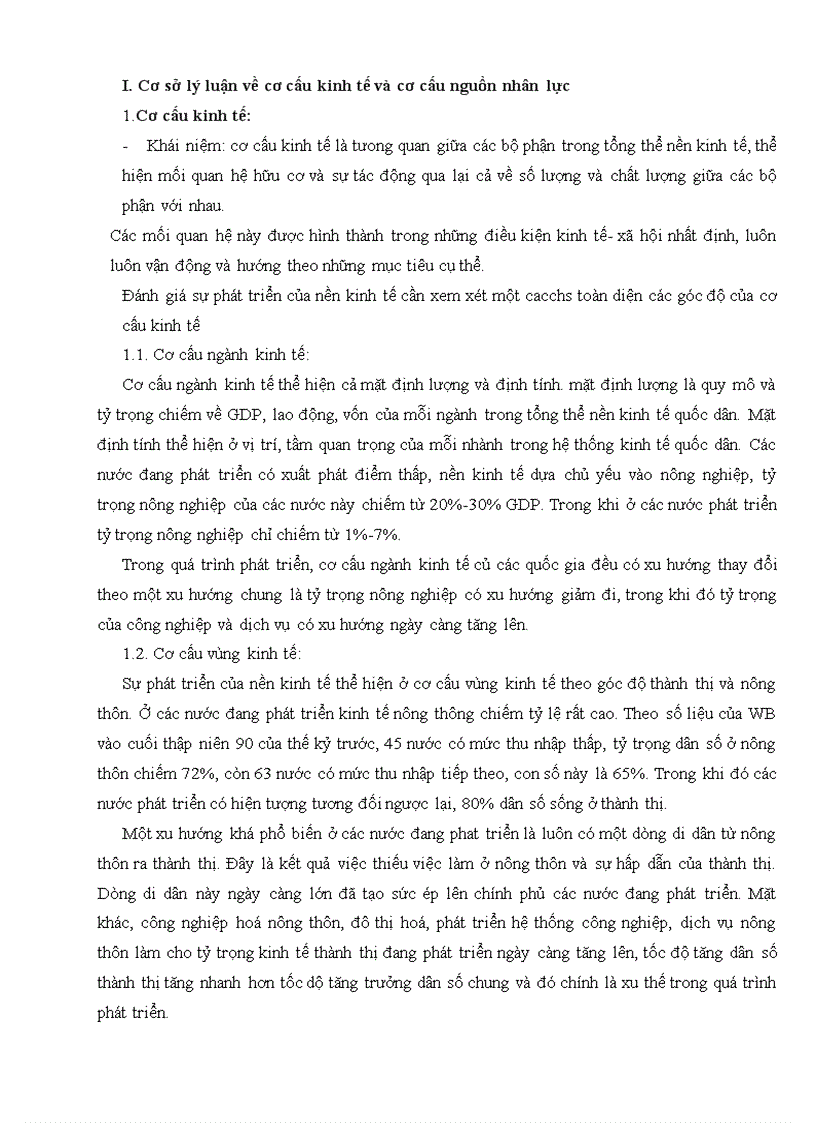 Phân Tích cơ cấu kinh tế cơ cấu nguồn nhân lực mối quan hệ giữa cơ cấu kinh tế và cơ cấu nguồn nhân lực