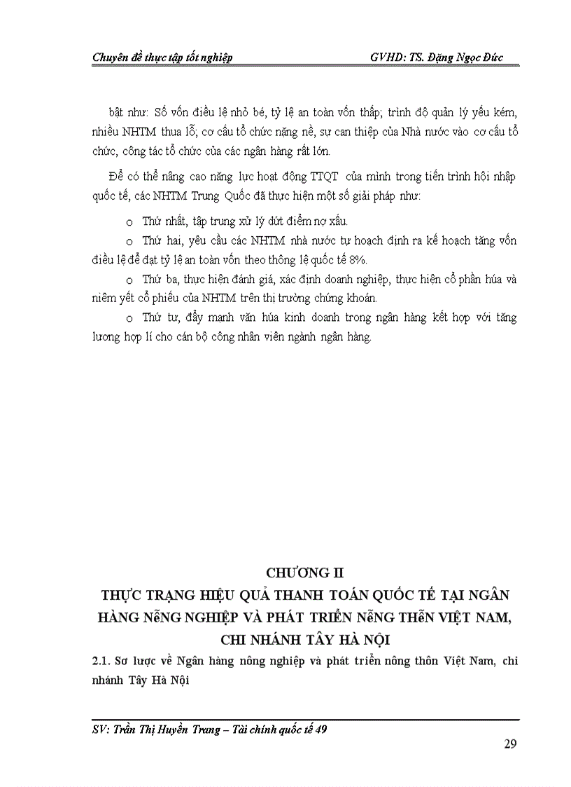 image for page Giải pháp nâng cao hiệu quả hoạt động thanh toán quốc tế tại Chi nhánh ngân hàng nông nghiệp và phát triển nông thôn Tây Hà Nội