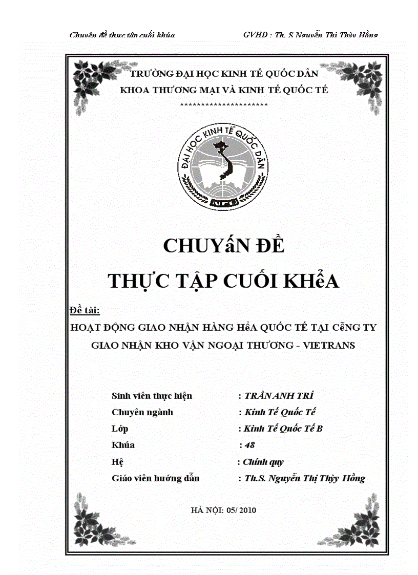 image for page Hoạt động giao nhận hàng hóa quốc tế bằng đường biển tại Công ty giao nhận kho vận ngoại thương VIETRANS