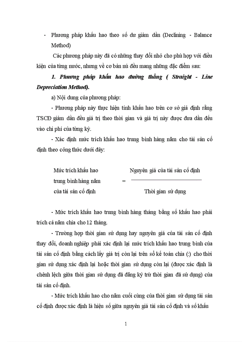 Đối chiếu các phương pháp tính khấu hao TSCĐ trong hệ thống kế toán Mỹ và hệ thống kế toán Việt Nam 1