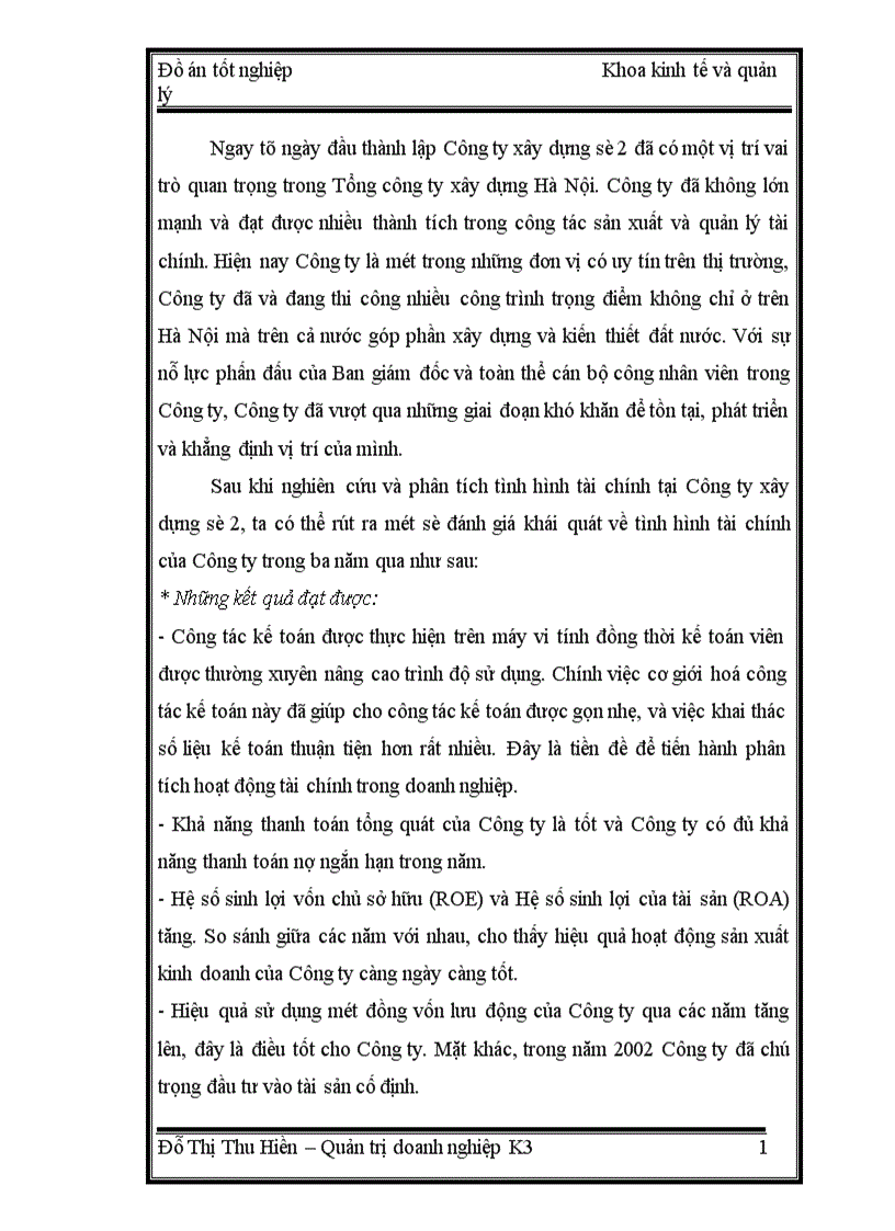 image for page Phân tích tình hình tài chính của Công ty xây dựng số 2 Tổng công ty xây dựng Hà Nội 1