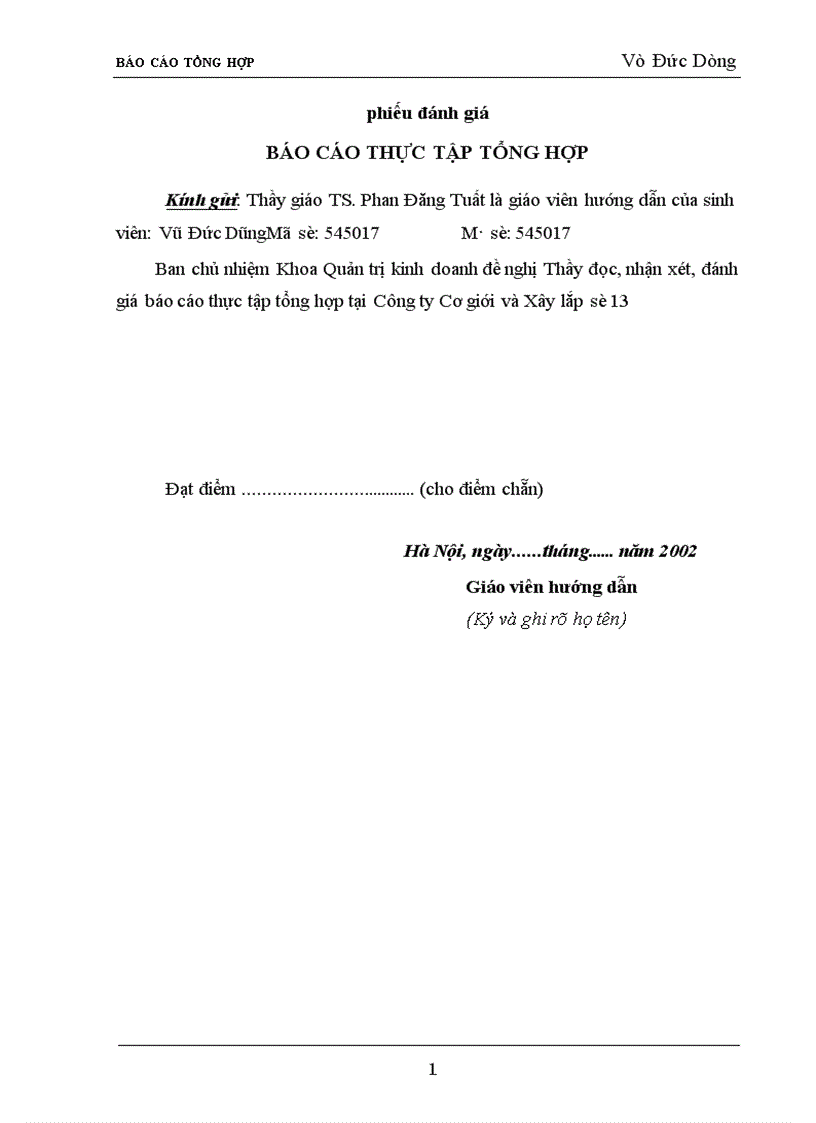 image for page Báo cáo thực tập tổng hợp tại Công ty cơ giới và xây lắp số 13
