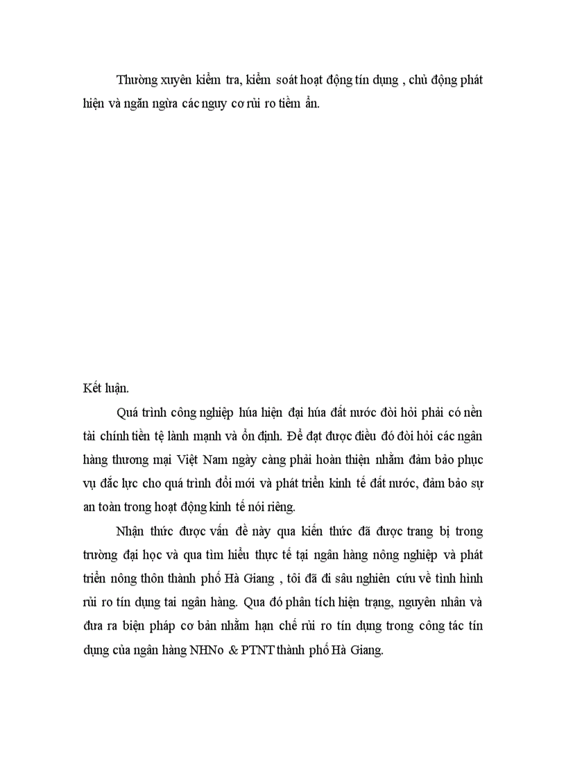 image for page Giải pháp phòng ngừa và hạn chế rủi ro tín dụng trong hoạt động kinh doanh tại ngân hàng NHNo PTNT thành phố Hà Giang