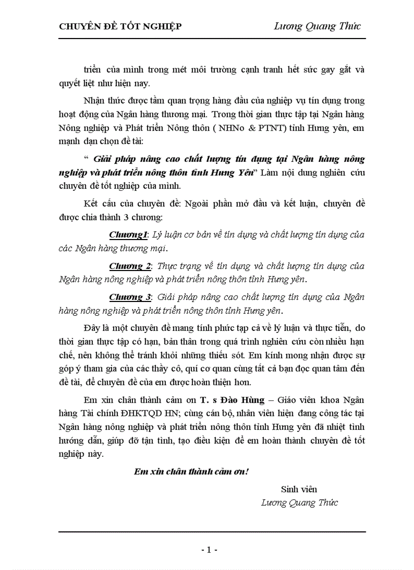 image for page Giải pháp nâng cao chất lượng tín dụng tại Ngân hàng nông nghiệp và phát triển nông thôn tỉnh Hưng Yên 1