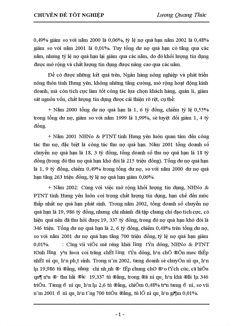 image for page Giải pháp nâng cao chất lượng tín dụng tại Ngân hàng nông nghiệp và phát triển nông thôn tỉnh Hưng Yên 1