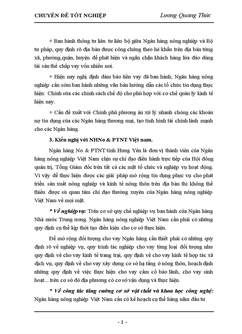 image for page Giải pháp nâng cao chất lượng tín dụng tại Ngân hàng nông nghiệp và phát triển nông thôn tỉnh Hưng Yên 1