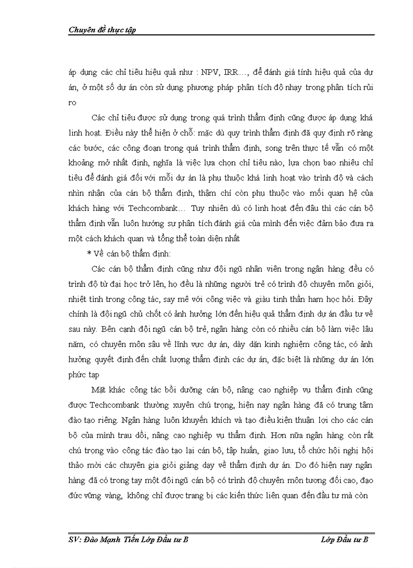 image for page Thẩm định tài chính dự án đầu tư tại ngân hàng thương mại cổ phần kỹ thương Việt Nam Techcombank Thực trạng và giải pháp
