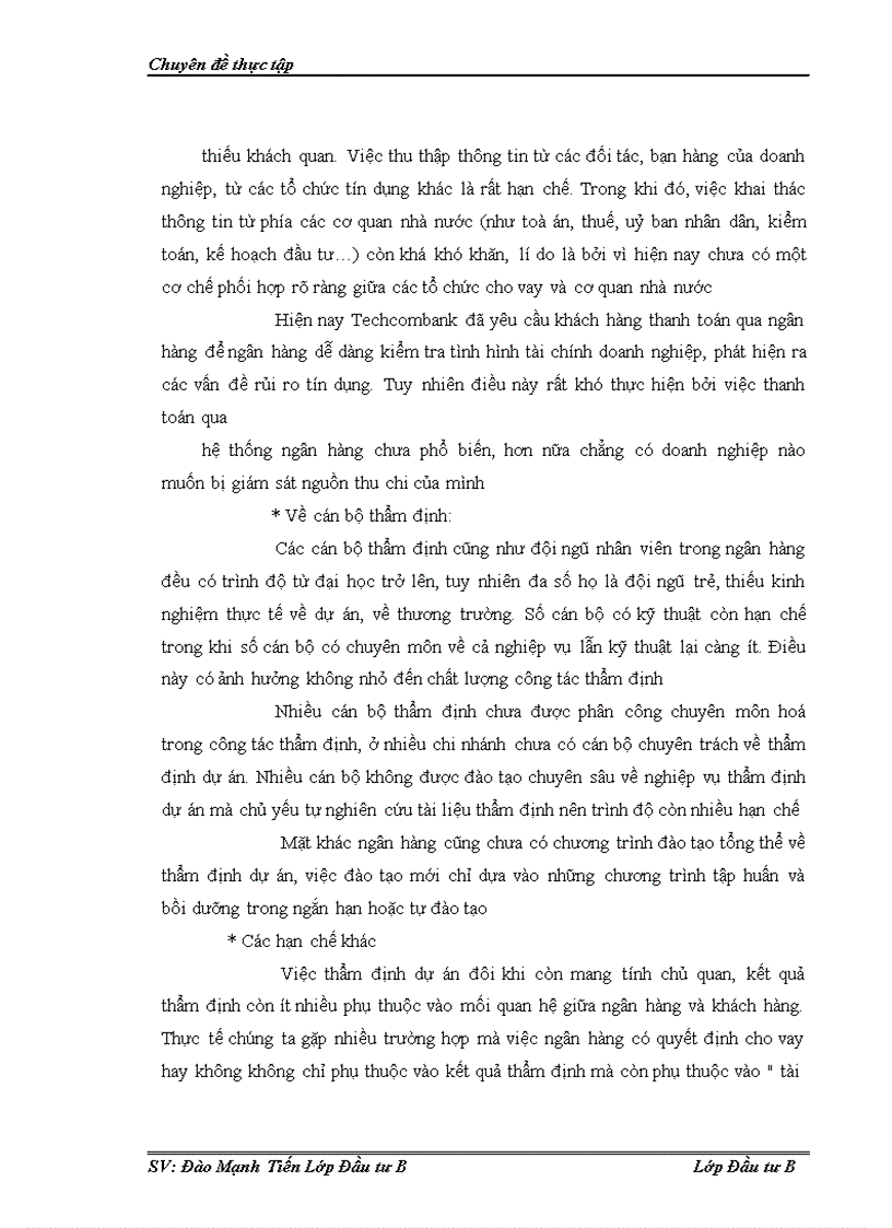 image for page Thẩm định tài chính dự án đầu tư tại ngân hàng thương mại cổ phần kỹ thương Việt Nam Techcombank Thực trạng và giải pháp