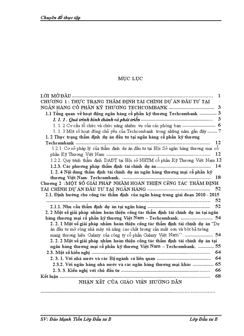 image for page Thẩm định tài chính dự án đầu tư tại ngân hàng thương mại cổ phần kỹ thương Việt Nam Techcombank Thực trạng và giải pháp
