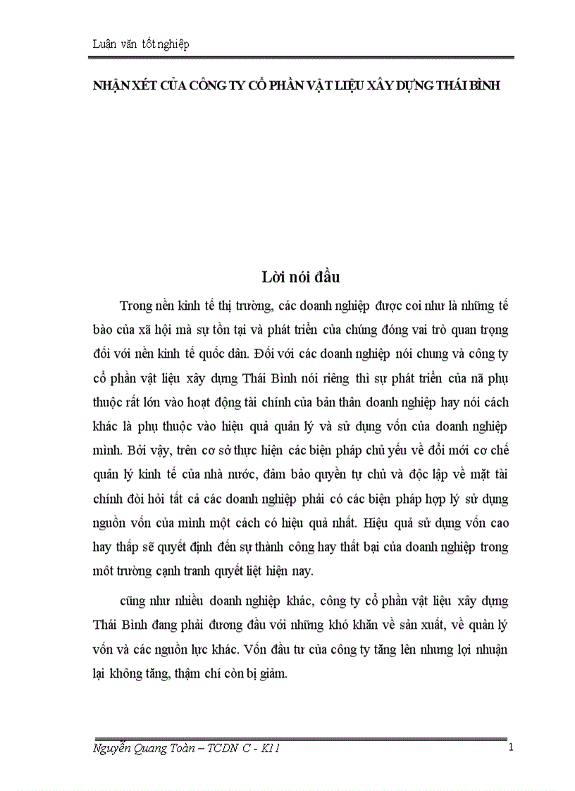 image for page Giải pháp nâng cao hiệu quả sử dụng vốn tại công ty cổ phần vật liệu xây dựng Thái Bình 1