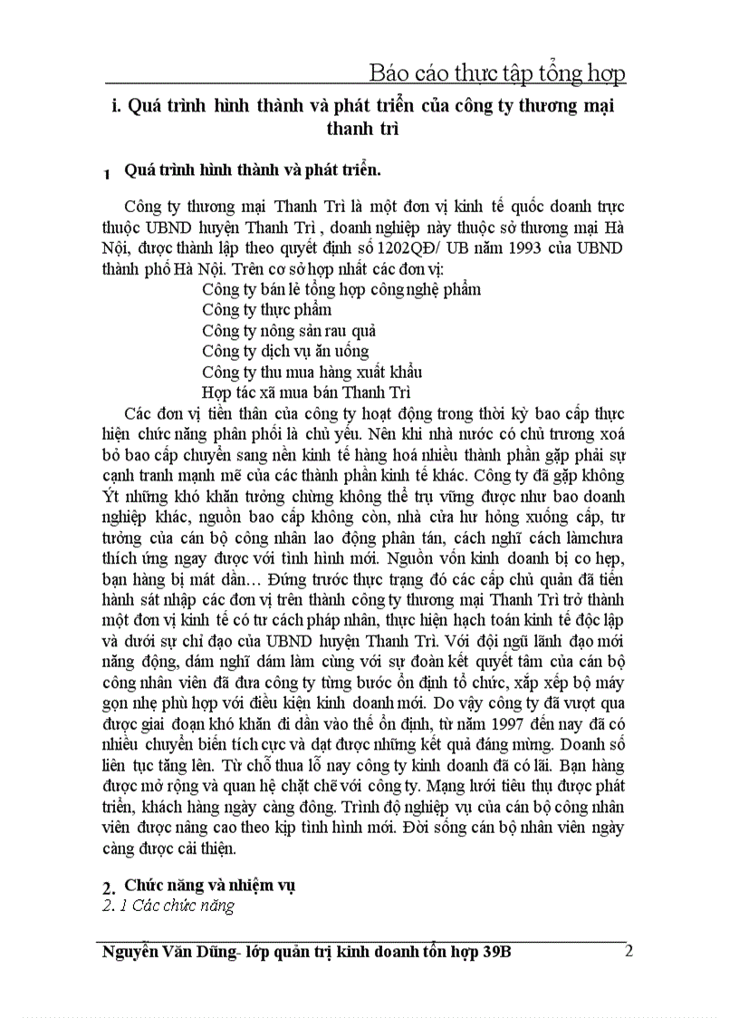 image for page Quá trình hình thành và phát triển của công ty thương mại Thanh Trì