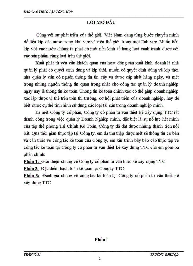 image for page Đánh giá chung về công tác kế toán tại Công ty cổ phần tư vấn thiết kế xây dựng TTC 1