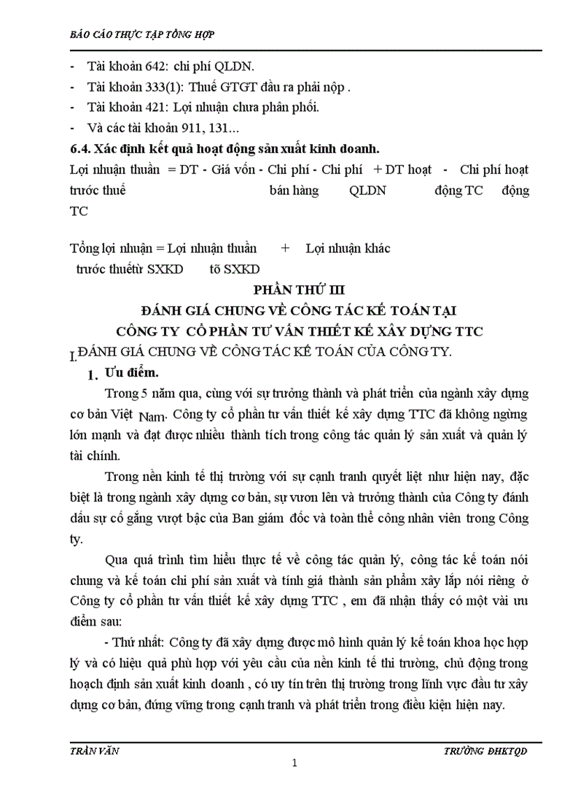 image for page Đánh giá chung về công tác kế toán tại Công ty cổ phần tư vấn thiết kế xây dựng TTC 1