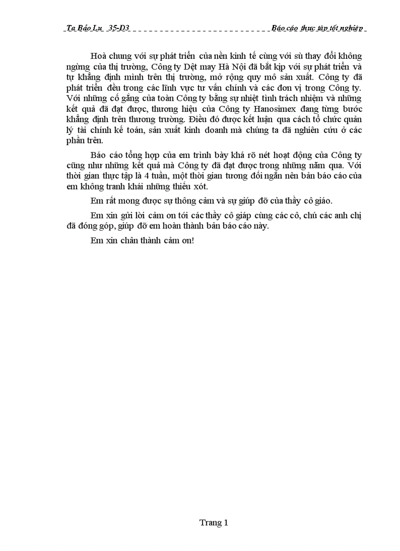 image for page Báo cáo thực tập tổng hợp của công ty Dệt may Hà nội
