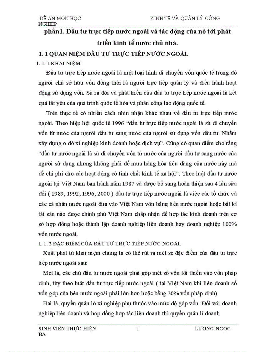 Thực trạng tác động của đầu tư trực tiếp nước ngoài tới phát triển kinh tế Việt nam
