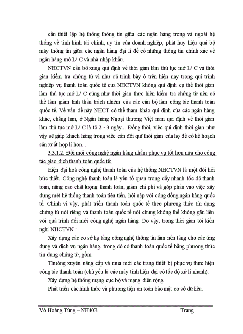 image for page Thực trạng và một số giải pháp nhằm phát triển hoạt động thanh toán theo phương thức tín dụng chứng từ tại Sở giao dịch I NHCTVN