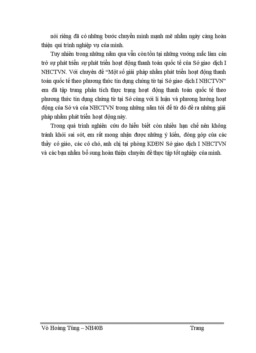 image for page Thực trạng và một số giải pháp nhằm phát triển hoạt động thanh toán theo phương thức tín dụng chứng từ tại Sở giao dịch I NHCTVN