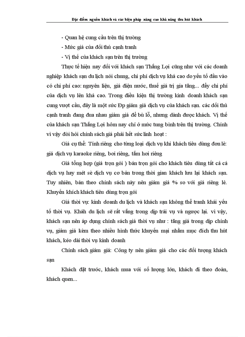 image for page Đặc điểm nguồn khách và các biện pháp nâng cao khả năng thu hút khách của khách sạn Thắng lợi