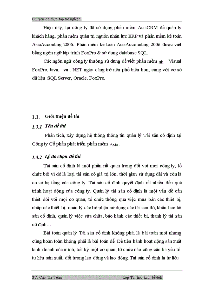 image for page Phân tích thiết kế phần mềm quản lý Tài sản cố định tại công ty