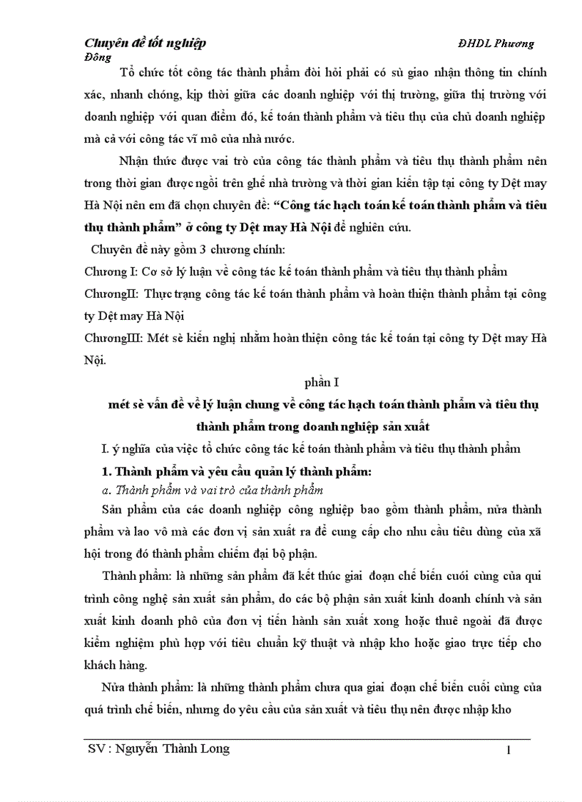Công tác hạch toán kế toán thành phẩm và tiêu thụ thành phẩm 1