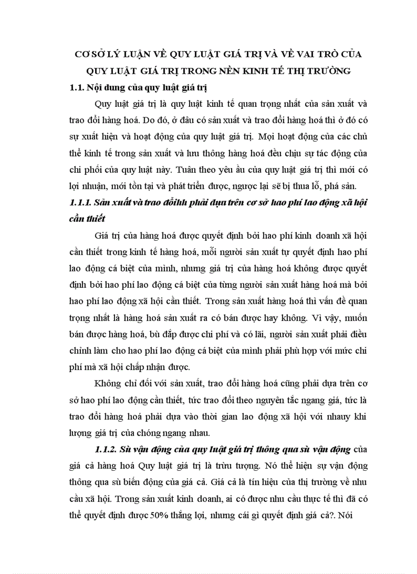 image for page Thực trạng về sự tác động của quy luật giá trị trong nền kinh tế nước ta 1