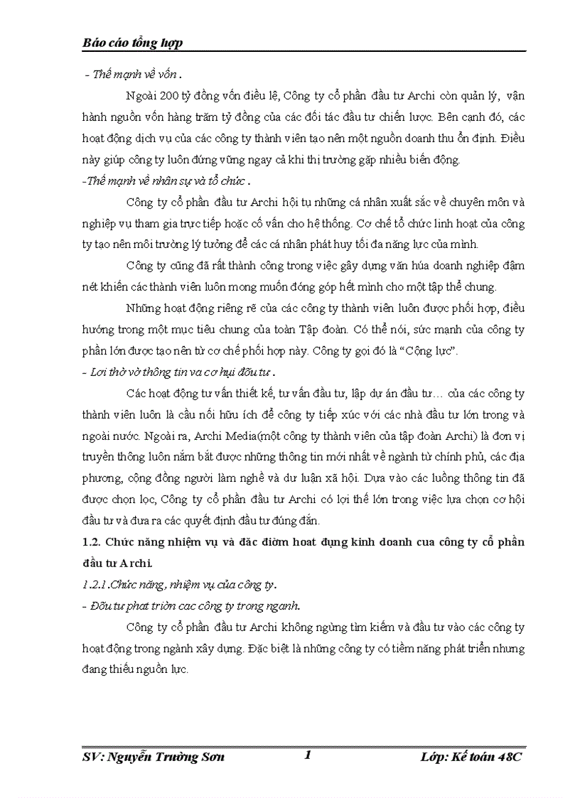 image for page Báo cáo thực tập tổng hợp tại Công ty cô phâ n đâ u tư Archi
