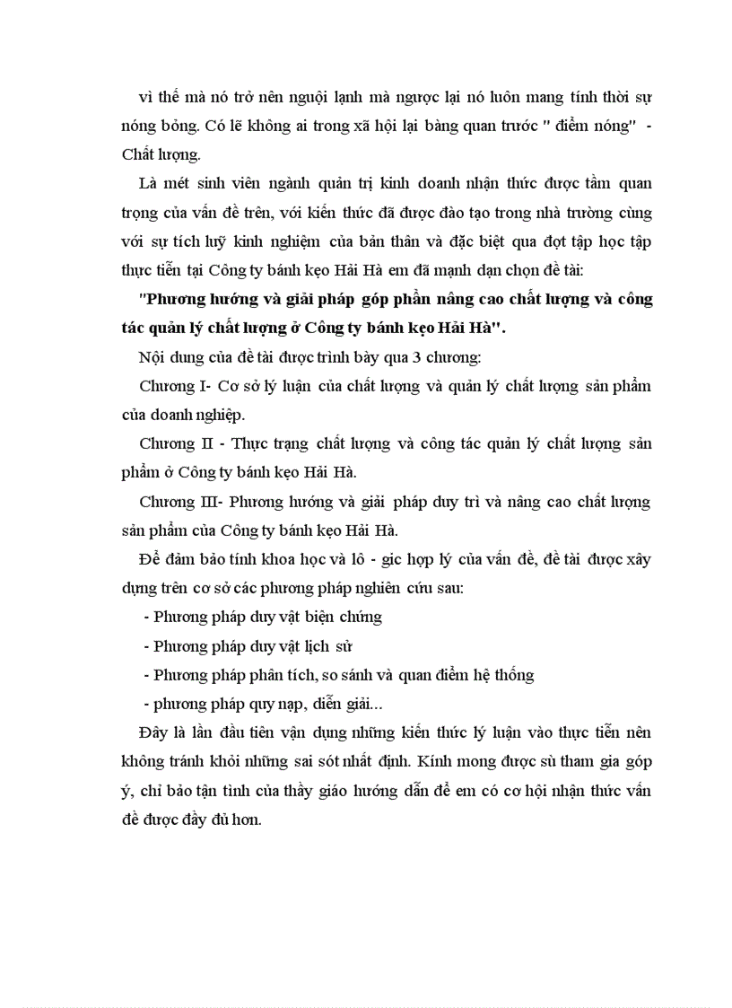image for page Phương hướng và giải pháp góp phần nâng cao chất lượng và công tác quản lý chất lượng ở Công ty bánh kẹo Hải Hà 1