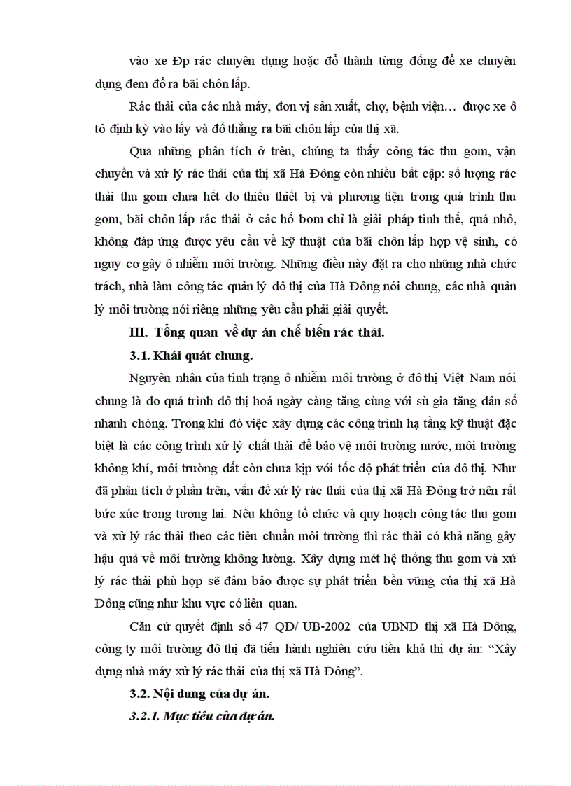 image for page Phân tích hiệu quả kinh tế xã hội của dự án xây dựng nhà máy xử lý rác thải của thị xã Hà Đông 1