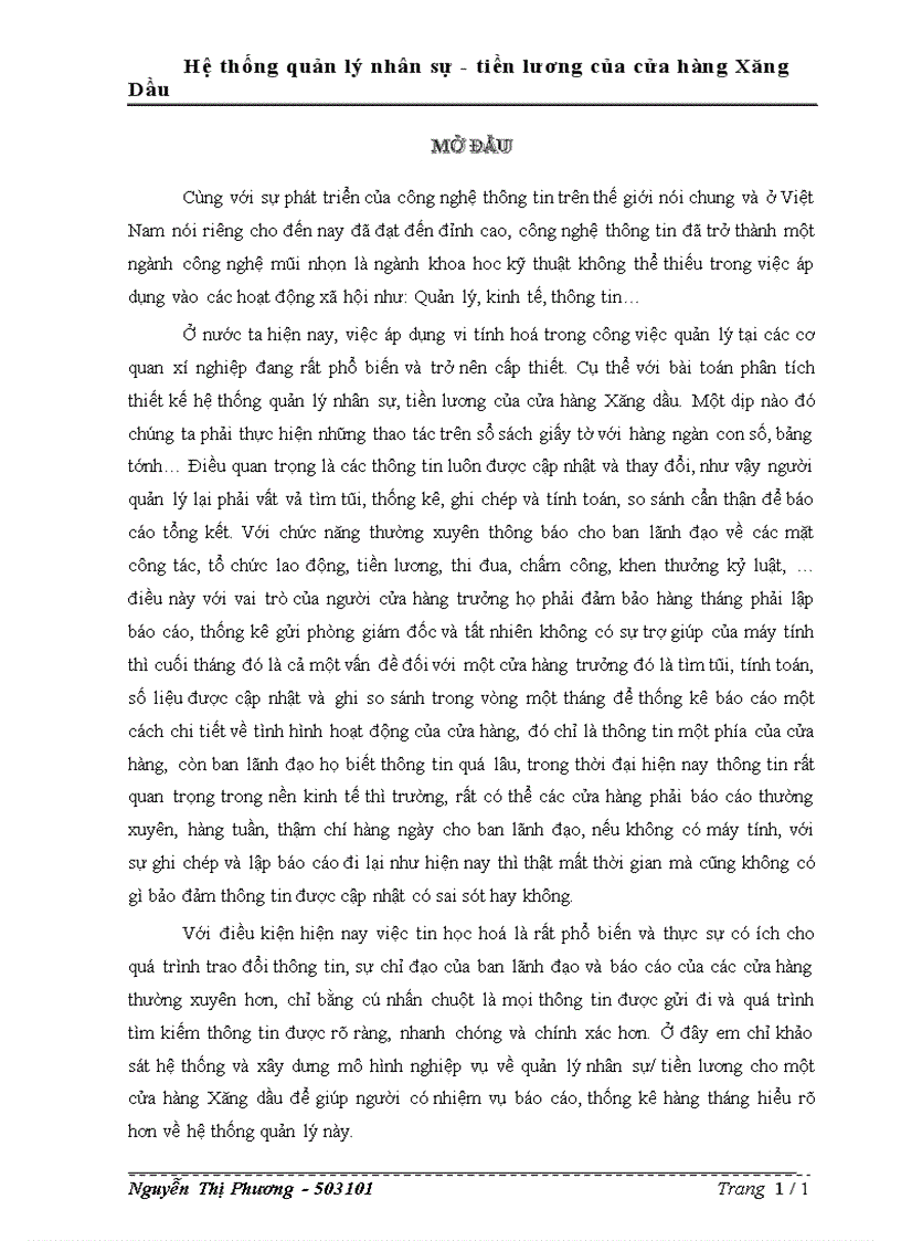 image for page Hệ thống quản lý nhân sự tiền lương của cửa hàng Xăng Dầu