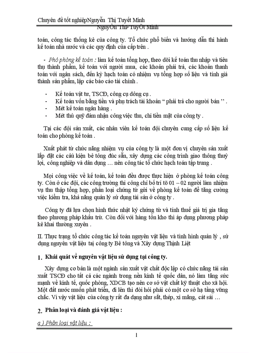 image for page Tổ chức hợp lý kế toán nguyên vật liệu tại công ty bê tông và xây dựng Thịnh Liệt 1
