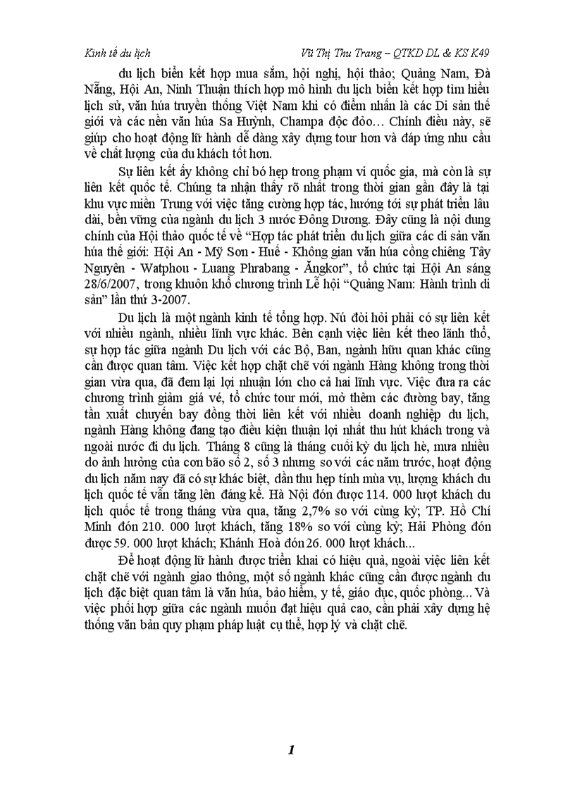 image for page Tầm quan trọng của liên kết ngành vùng trong ngành kinh tế du lịch lữ hành