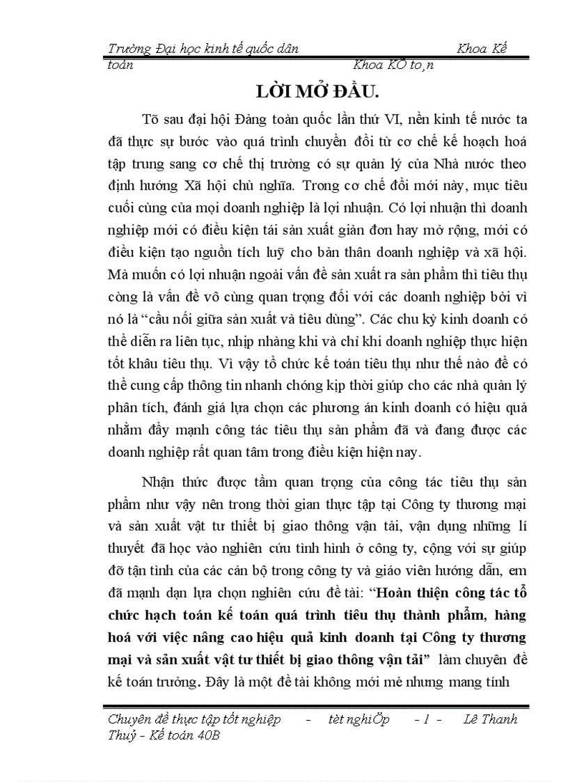 image for page Hoàn thiện công tác tổ chức hạch toán kế toán quá trình tiêu thụ thành phẩm hàng hoá với việc nâng cao hiệu quả kinh doanh tại Công ty thương mại và sản xuất vật tư thiết bị giao thông vận tải 1