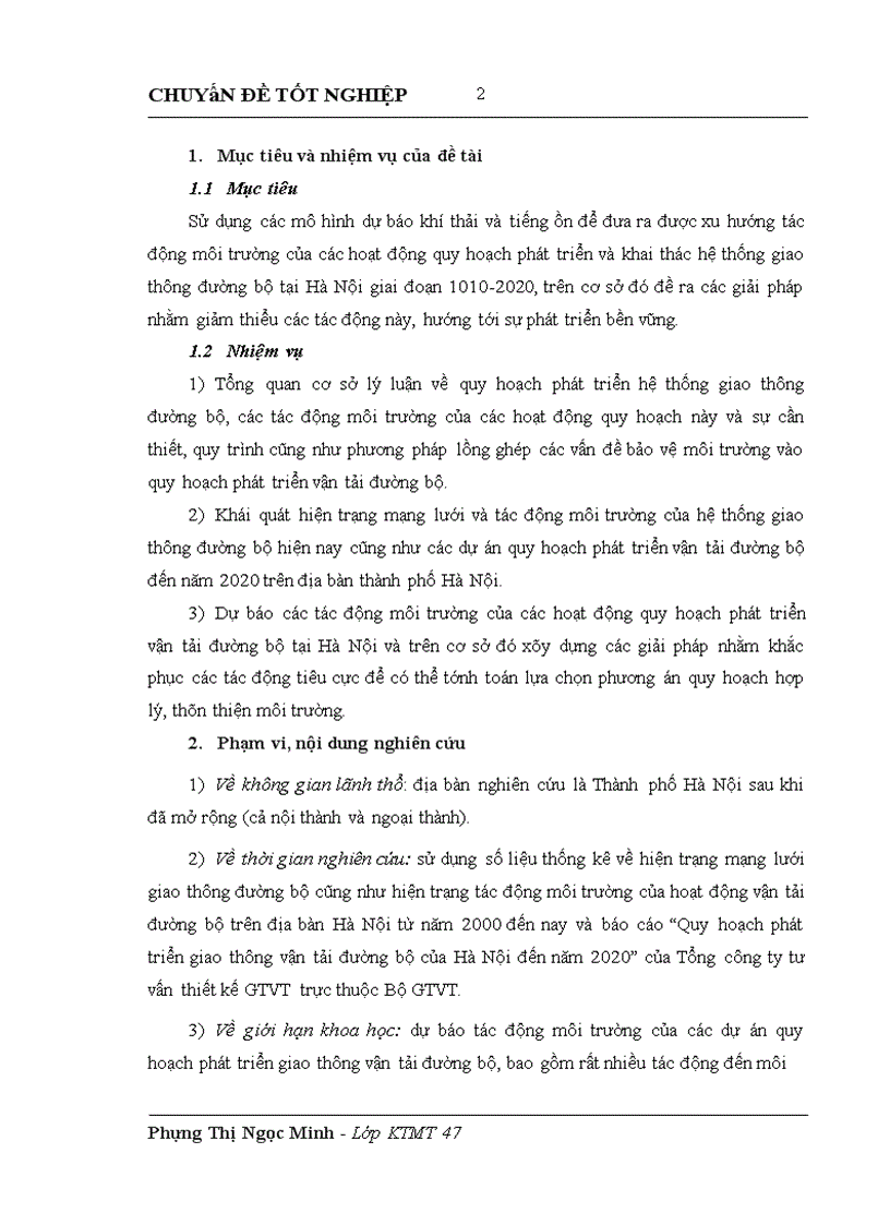 image for page Lồng ghép các vấn đề bảo vệ môi trường trong quy hoạch phát triển và khai thác hệ thống giao thông đường bộ tại Hà Nội giai đoạn 2010 2020 1