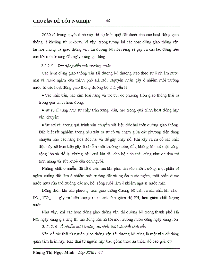 image for page Lồng ghép các vấn đề bảo vệ môi trường trong quy hoạch phát triển và khai thác hệ thống giao thông đường bộ tại Hà Nội giai đoạn 2010 2020 1