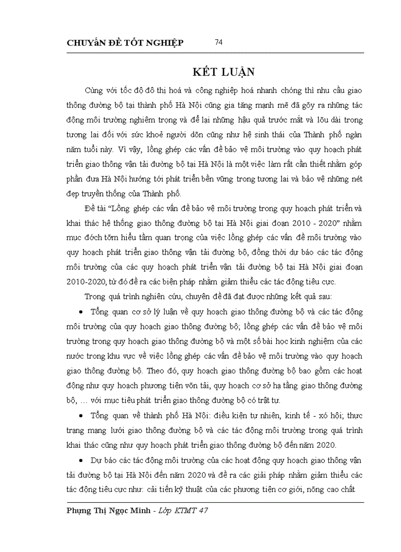 image for page Lồng ghép các vấn đề bảo vệ môi trường trong quy hoạch phát triển và khai thác hệ thống giao thông đường bộ tại Hà Nội giai đoạn 2010 2020 1